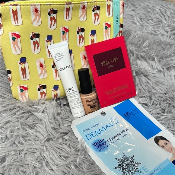 Ipsy Yellow Patterned Bag & OLAPLEX No8 Hair Mask & Farmasi Polish & Face Mask - Picture 7 of 11